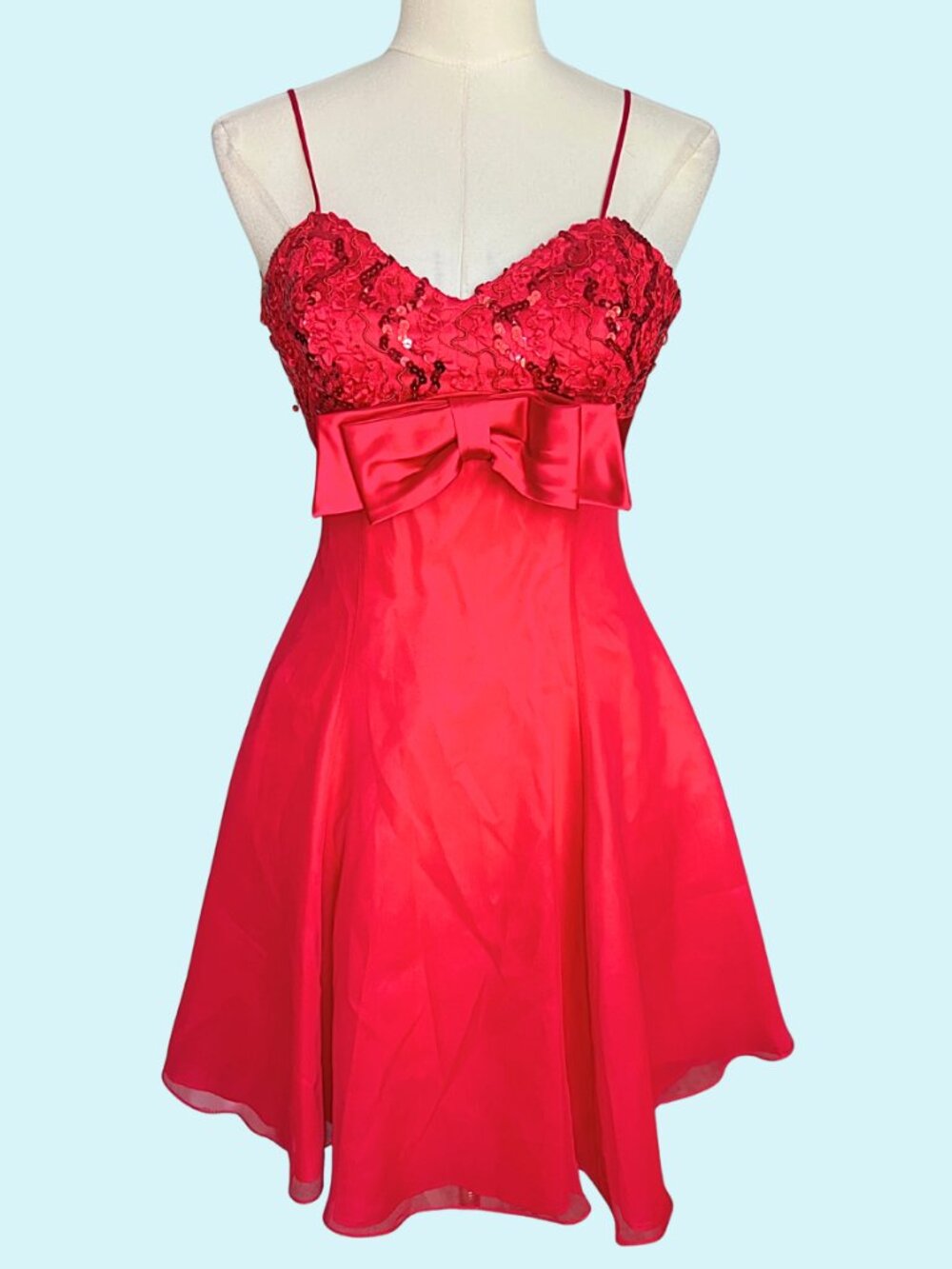 Y2K Scarlett Nite Red Sequin Bow Party Dress
